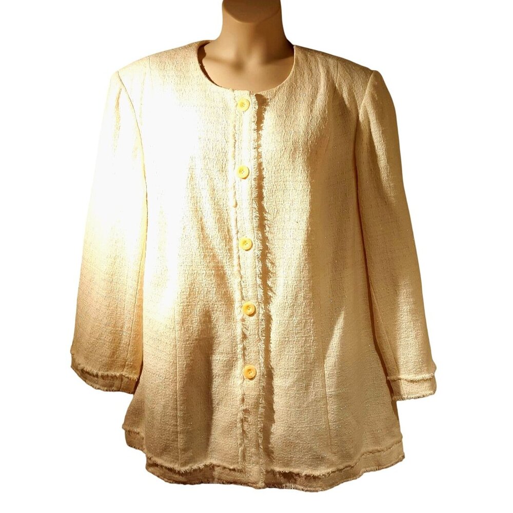 NWT Maggie Barnes Winter White Blazer/Jacket Women 24W Lined Textured